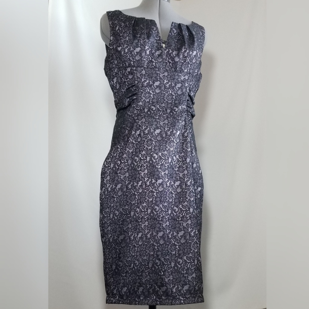 Adrianna Papell Purple Lace V Neck Dress